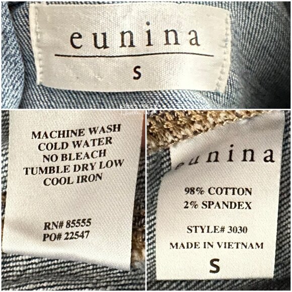 Eunina Star Embroidered Distressed Light Wash Denim Jacket With Frayed Hem - Picture 7 of 7